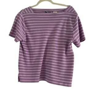 Erika & Co 90’s Cotton Blend Purple Striped Women's Top size M Vintage Spring